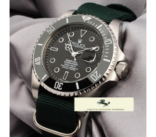 HK1132 ROLEX SUBMARİNER BAMFORD YEŞİL KUMAŞ KORDON - İNDİRİMLİ